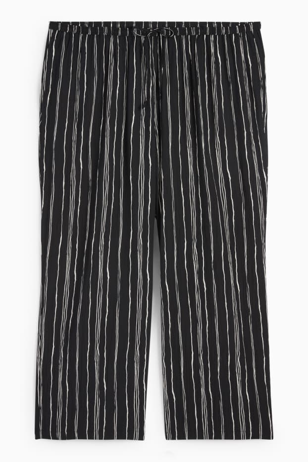 Women - Cloth trousers - mid-rise waist - wide leg - striped - black