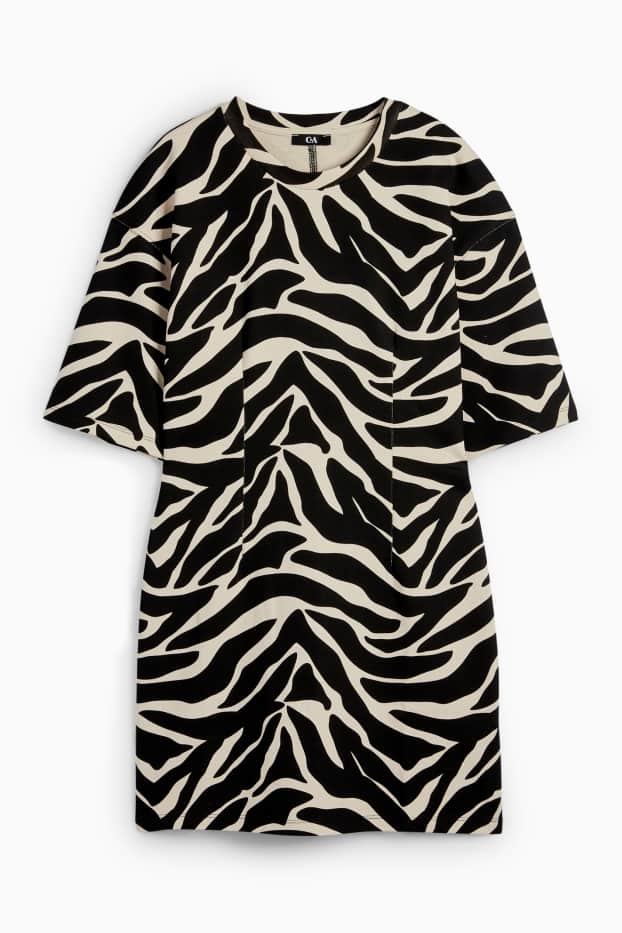 Donna - Vestito a t-shirt - con motivi - nero / beige