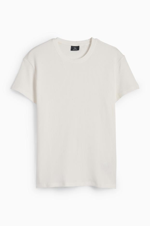 Heren - T-shirt - geribd - wit