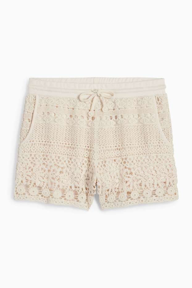 Dona - Pantalons curts - mid waist - blanc trencat