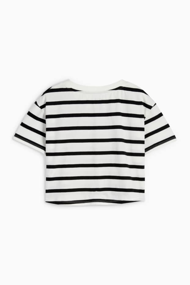 Enfants filles - T-shirt - à rayures - blanc / noir