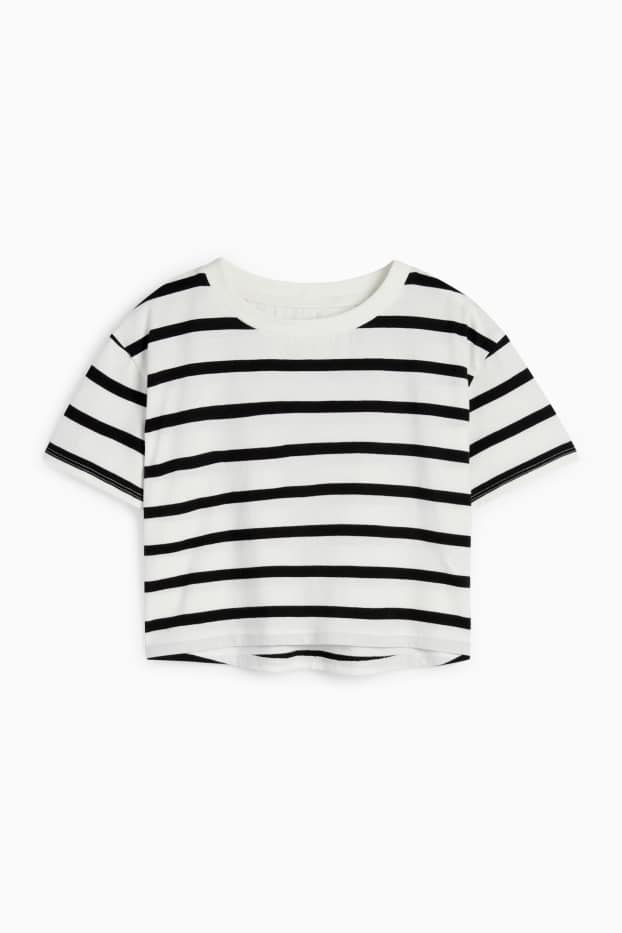 Enfants filles - T-shirt - à rayures - blanc / noir