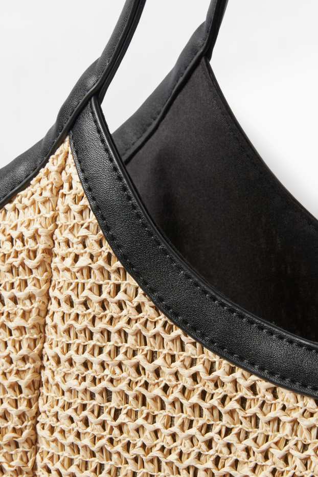 Femmes - Grand cabas en paille - beige clair