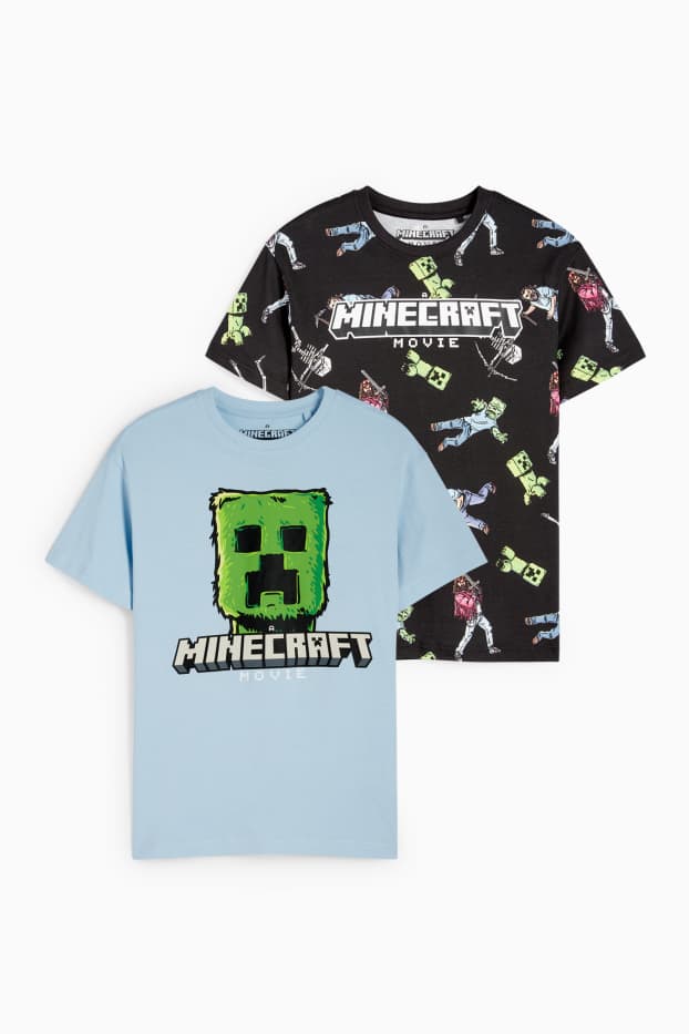 Kinderen: jongens - Set van 2 - Minecraft - T-shirt - zwart
