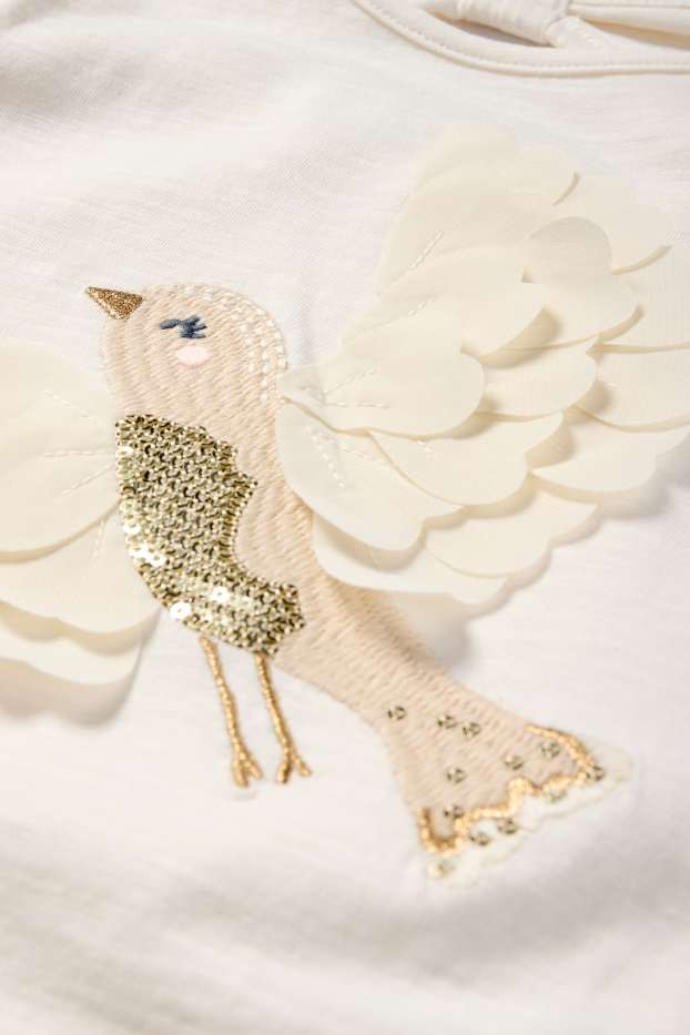 Enfants filles - Oiseau - ensemble - T-shirt et sac - 2 pièces - blanc crème