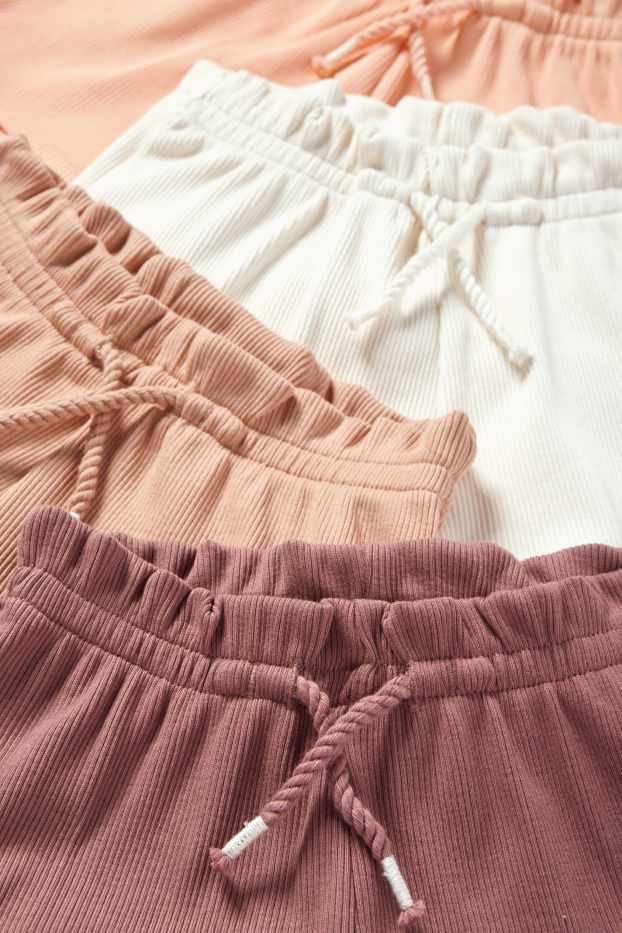 Baby Mädchen - Multipack 4er - Baby-Shorts - gerippt - cremeweiß