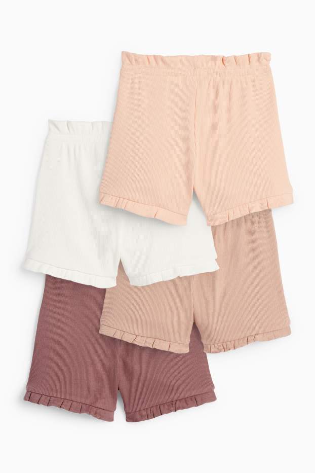 Baby Mädchen - Multipack 4er - Baby-Shorts - gerippt - cremeweiß
