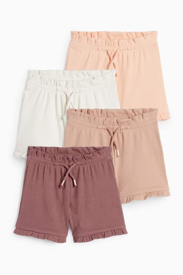 Baby Mädchen - Multipack 4er - Baby-Shorts - gerippt - cremeweiß
