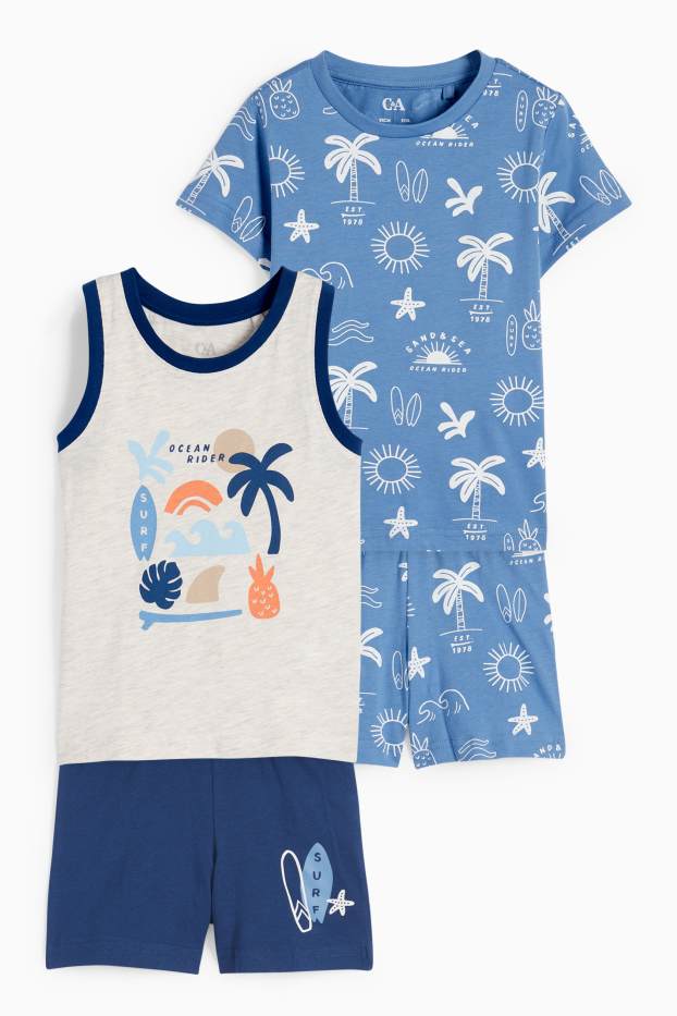 Děti - chlapci - Multipack 2 ks - letní motivy - letní pyžamo - 4 díly - modrá