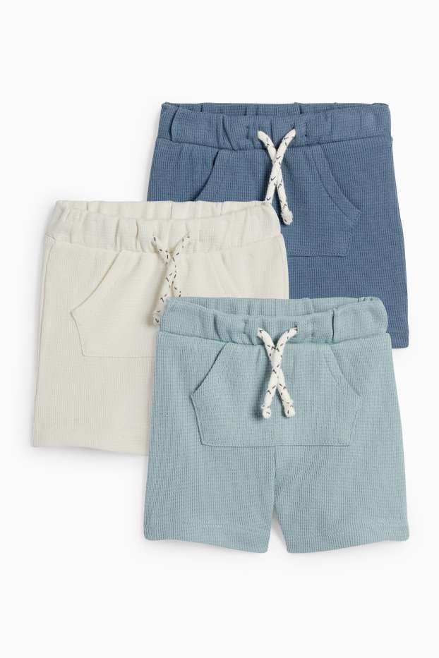 Baby Jungen - Multipack 3er - Baby-Shorts - strukturiert - cremeweiss