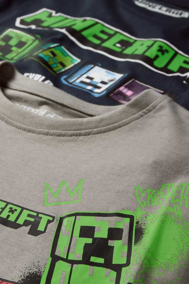 Kinder Buben - Multipack 2er - Minecraft - Langarmshirt - grau
