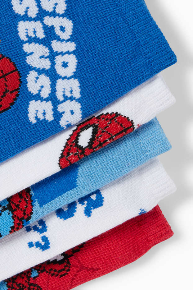 Kinder Buben - Multipack 5er - Spider-Man - Socken mit Motiv - blau