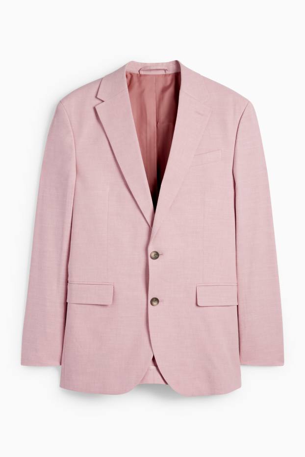 Hommes - Veste de costume en lin mélangé - regular fit - Flex - rose