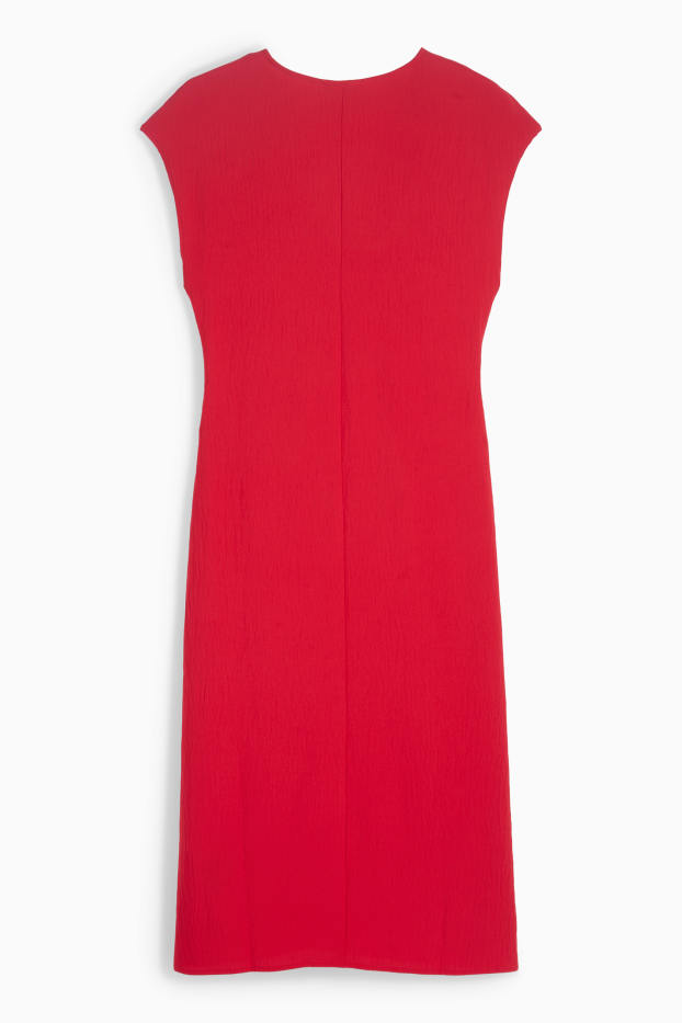 Femmes - Robe ajustable à col V - rouge foncé