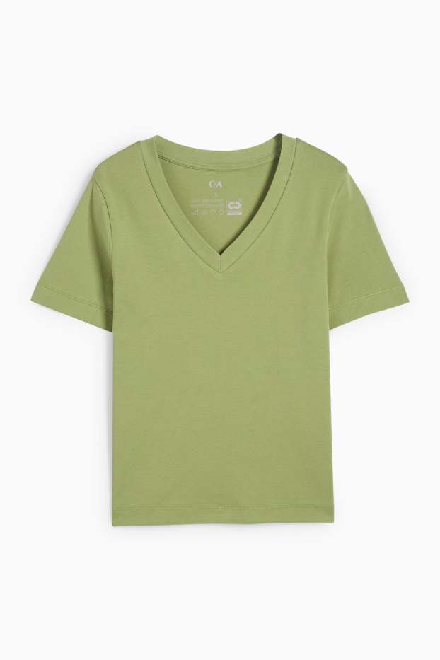 Women - Basic V-neck T-shirt - green