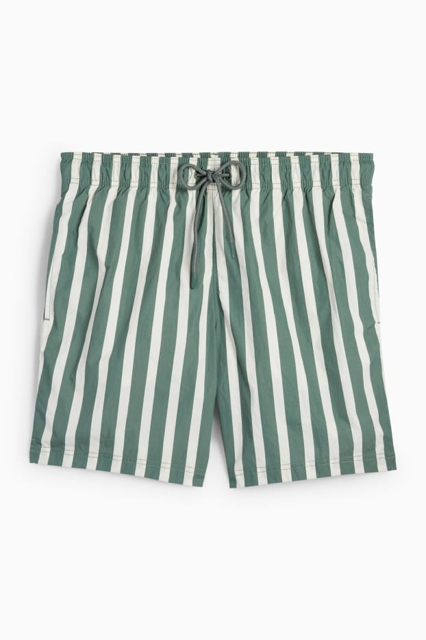 Men - Swim shorts - striped - green