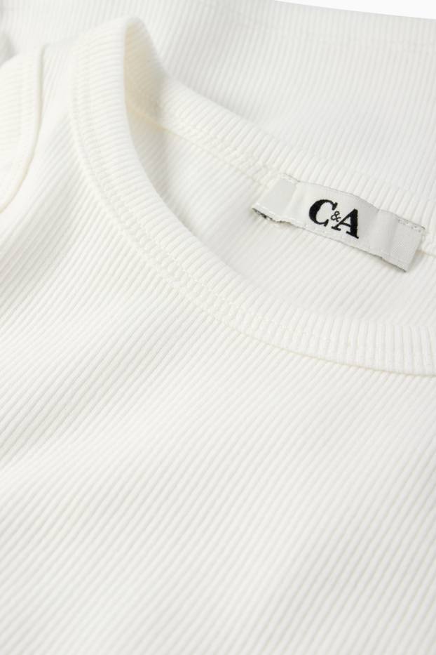 Damen - Crop Top - gerippt - cremeweiß