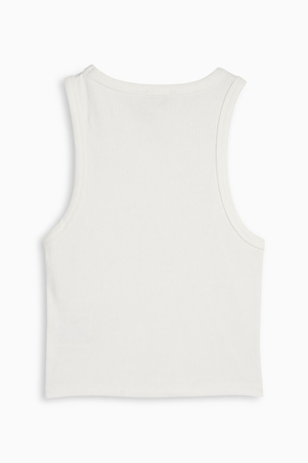 Damen - Crop Top - gerippt - cremeweiß