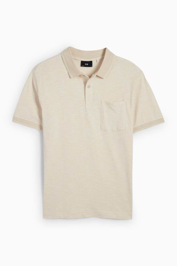 Bărbați - Tricou polo - regular fit - cu dungi - bej
