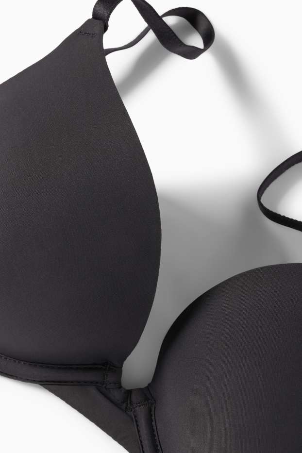 Dámské - Podprsenka s kosticemi - PLUNGE - push-up - LYCRA® - černá