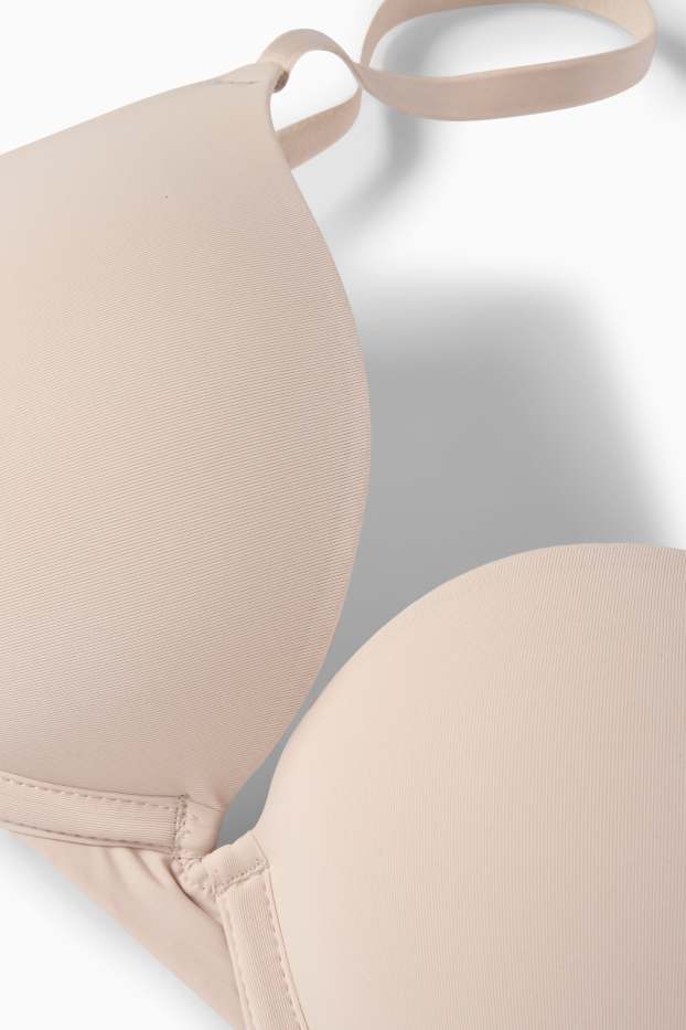 Dames - BH met beugels - PLUNGE - push-up - LYCRA® - licht beige