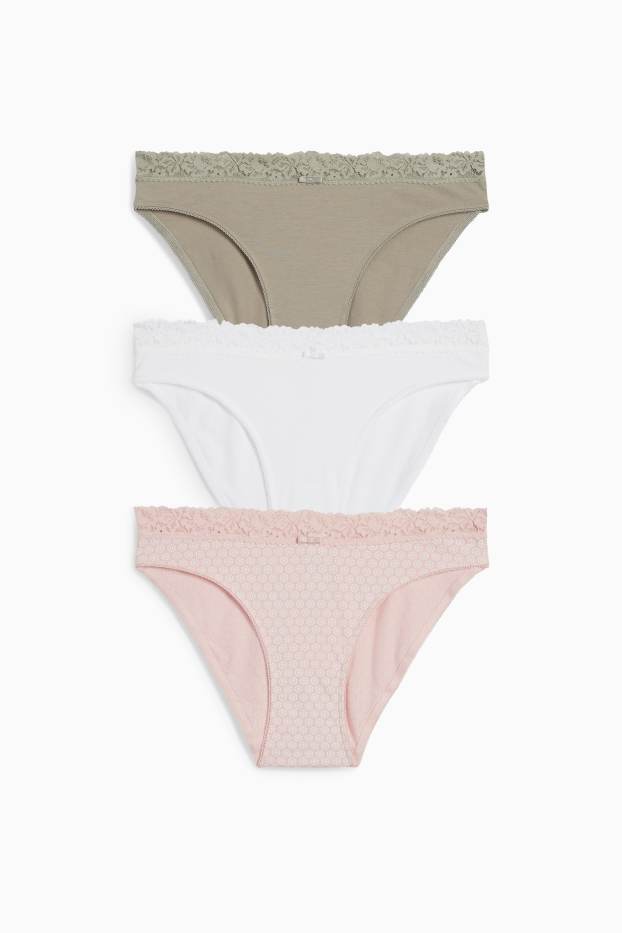 Dames - Set van 3 - slip - roze