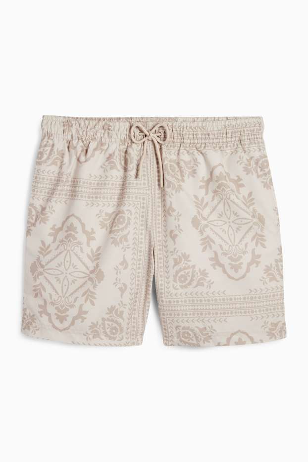 Hommes - Short de bain - à motif - beige clair