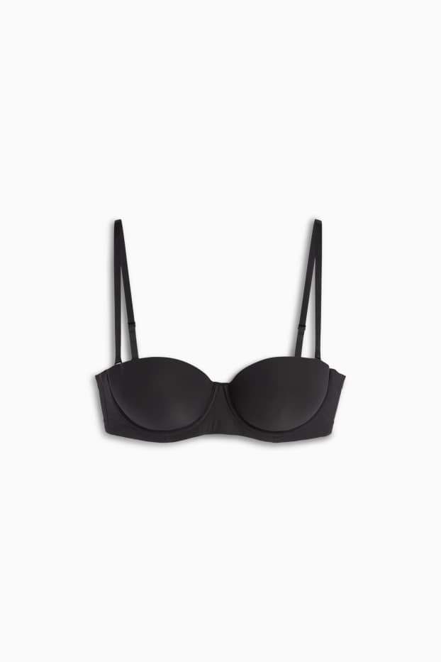 Femei - Sutien cu armătură - BALCONETTE - vătuit - LYCRA® - negru