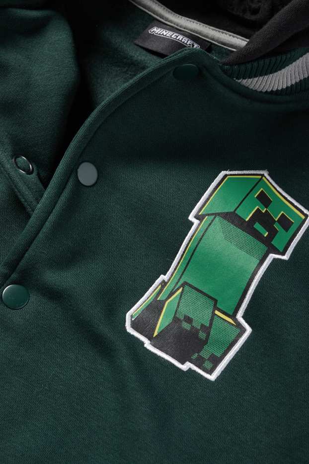 Bambini - Minecraft - giacca college con cappuccio - verde scuro