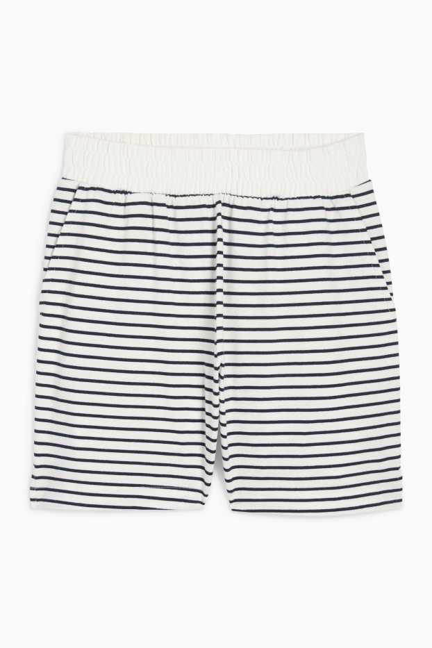 Dona - Pantalons curts de xandall bàsics - de ratlles - blanc/negre