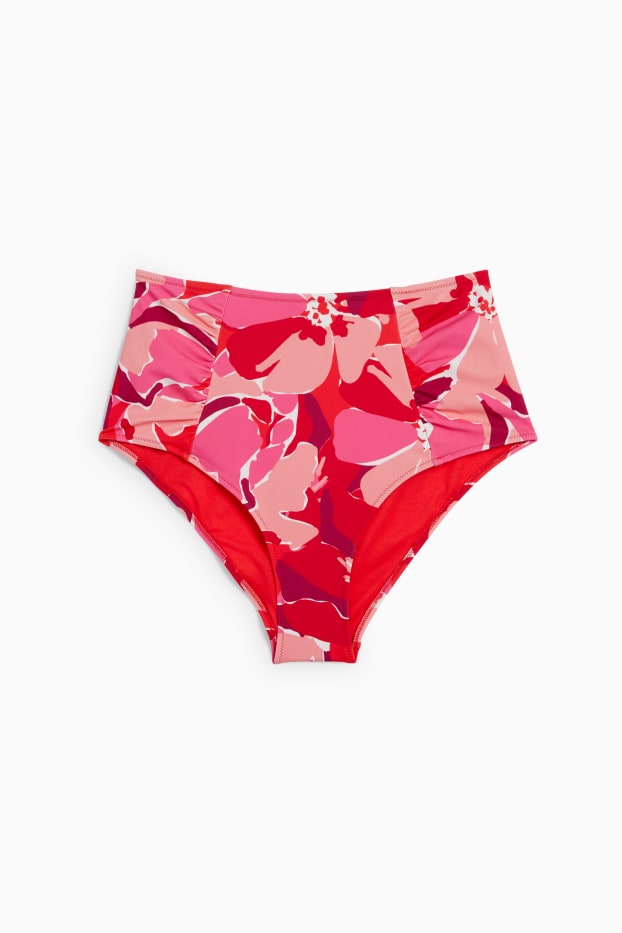 Damen - Bikini-Hose - High Waist - LYCRA® XTRA LIFE™ - geblümt - rot
