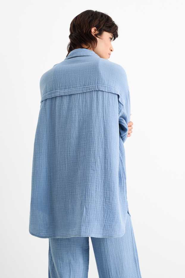 Femmes - Chemisier en mousseline - bleu