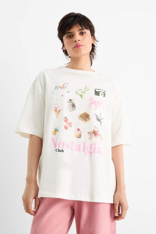 Dames - T-shirt - oversized - wit