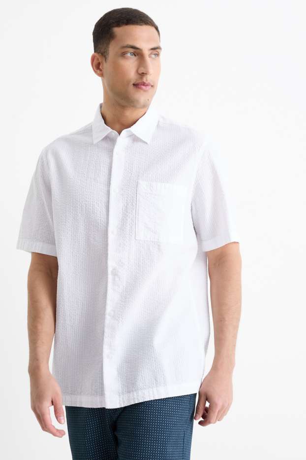 Hommes - Chemise - relaxed fit- col kent - blanc