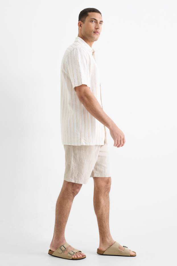 Uomo - Shorts - misto lino - beige chiaro