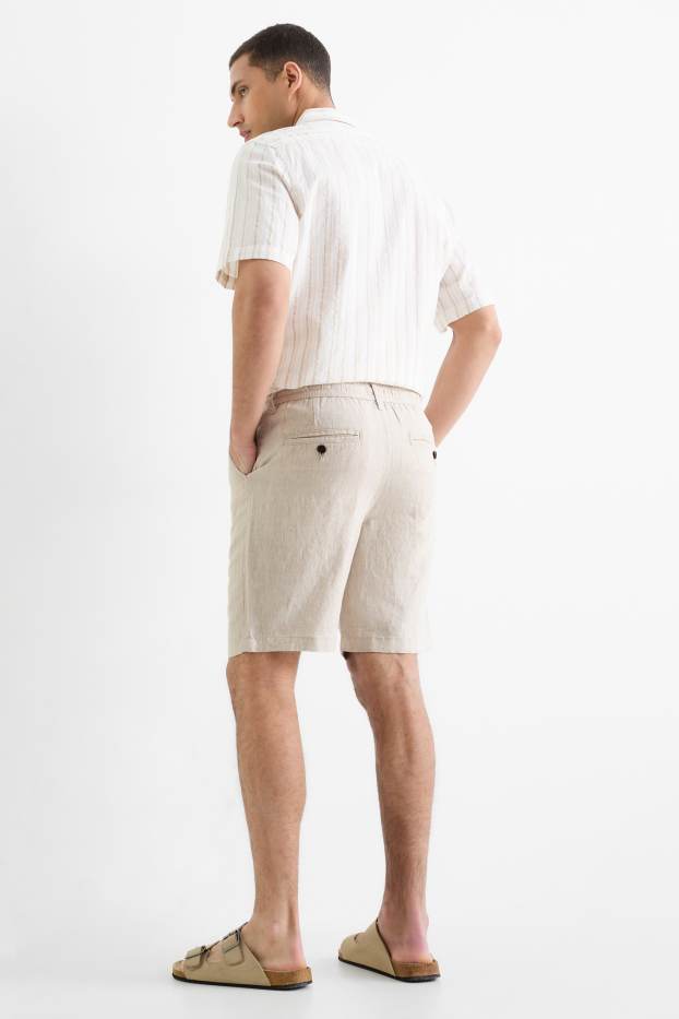 Uomo - Shorts - misto lino - beige chiaro