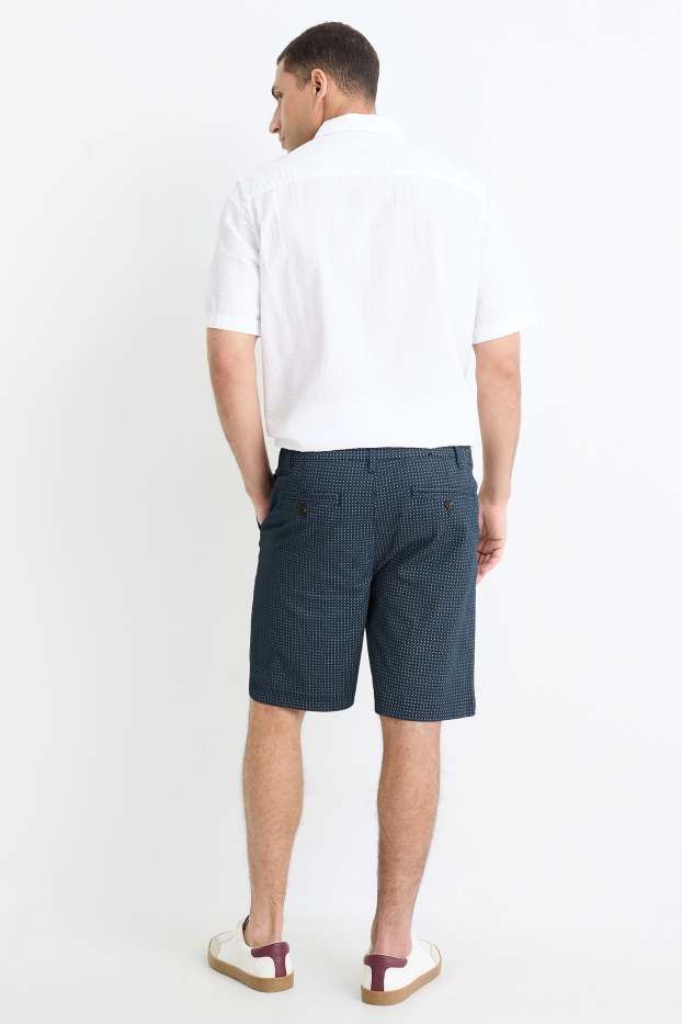 Home - Pantalons curts - Flex - estampat minimalista - blau fosc