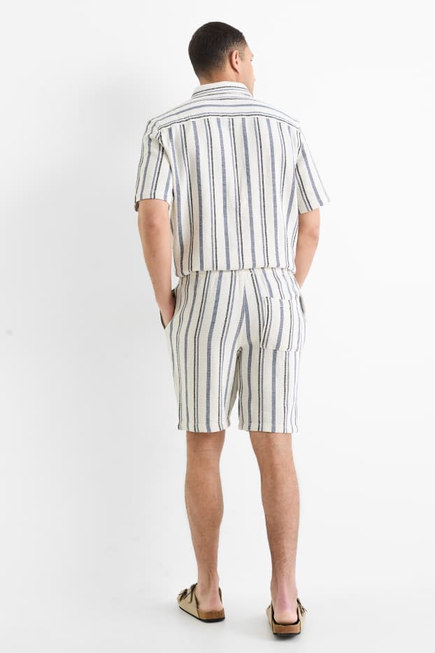 Hommes - Short - à rayures - blanc crème