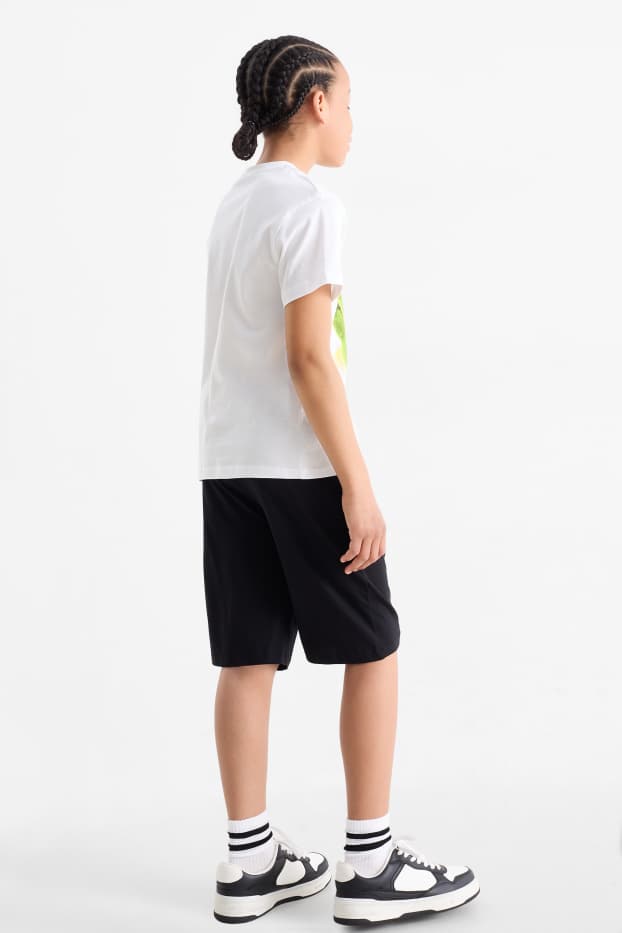 Bambini - Minecraft - set - maglia a maniche corte e shorts - 2 pezzi - bianco / nero