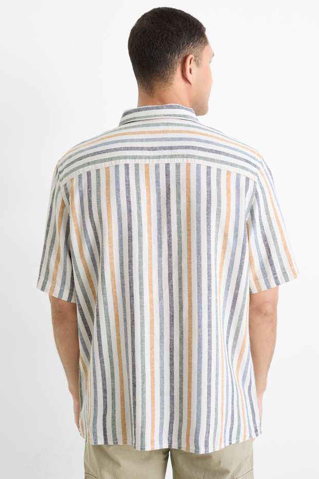 Herren - Hemd - Regular Fit - Kent - Leinen-Mix - gestreift - cremeweiß