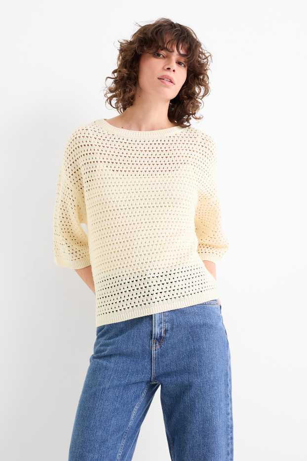 Damen - Pullover - hellbeige