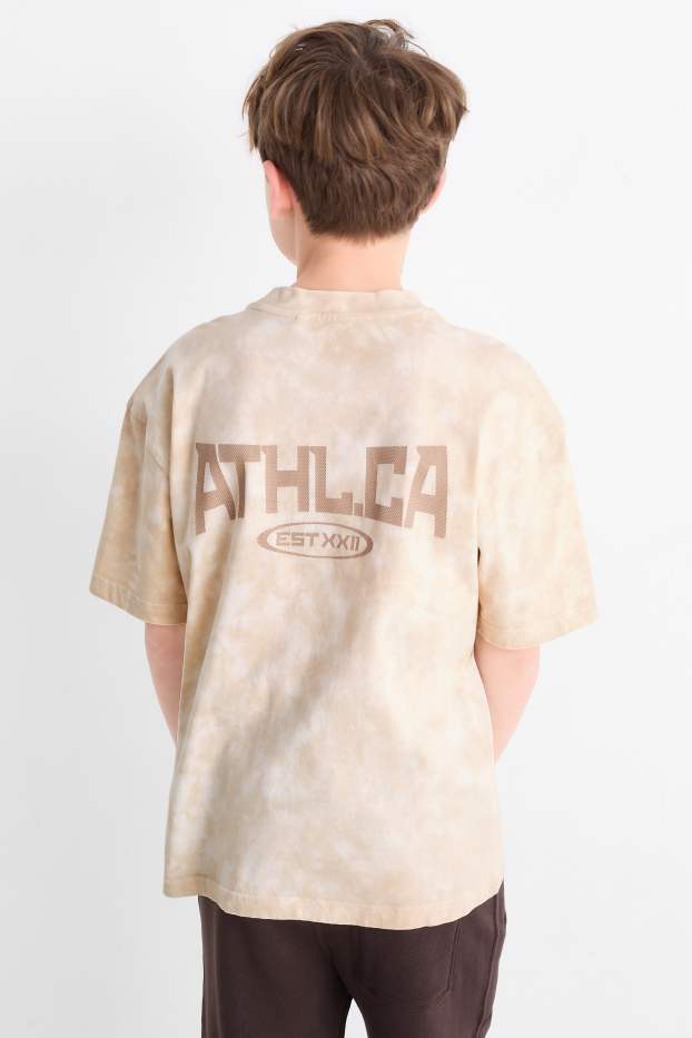 Kinder Jungen - Kurzarmshirt - gemustert - hellbeige