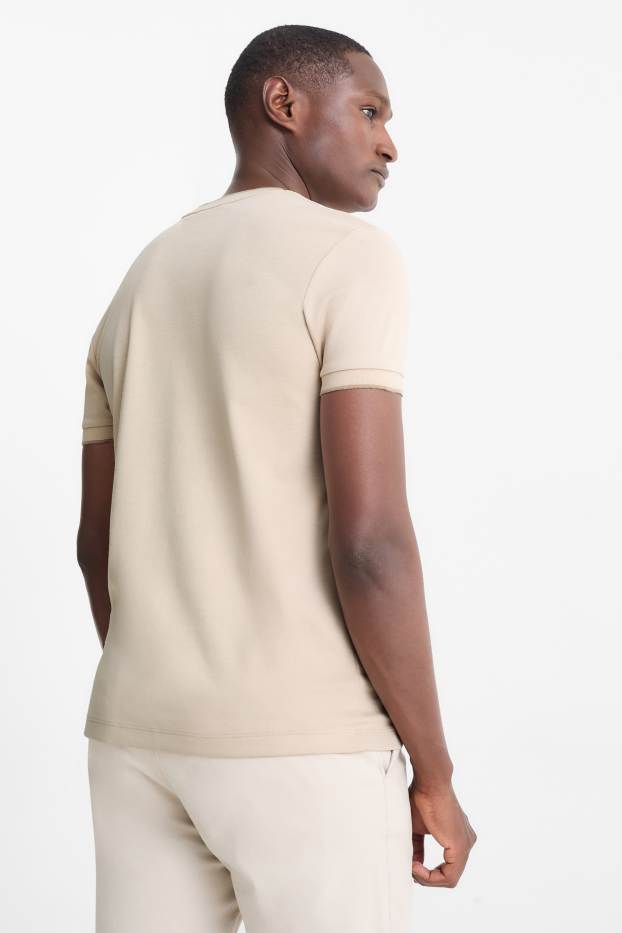Heren - T-shirt - slim fit - licht beige