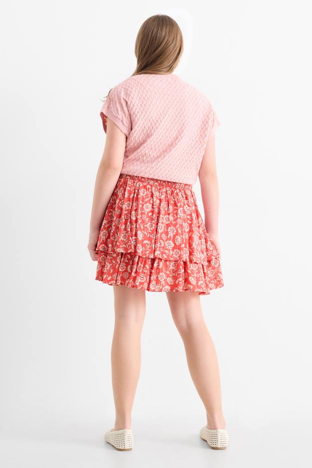 Bambine - Gonna - a fiori - rosso