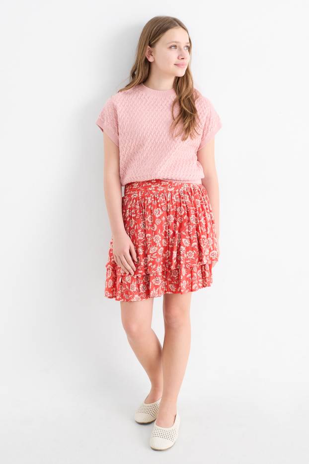 Bambine - Gonna - a fiori - rosso