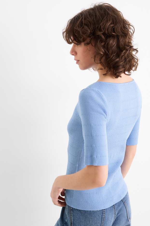 Damen - Pullover - strukturiert - hellblau