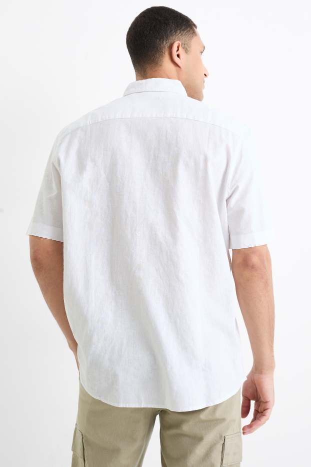 Herren - Hemd - Regular Fit - Kent - Leinen-Mix - weiß