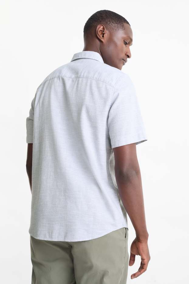 Uomo - Camicia - regular fit - collo all'italiana - azzurro