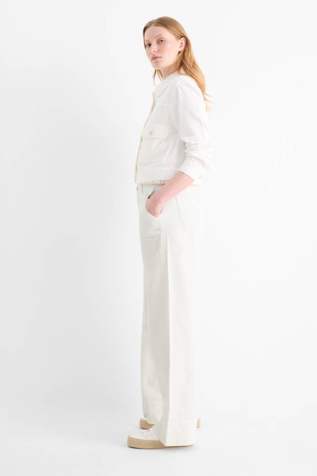 Damen - Wide Leg Jeans - Mid Waist - weiss