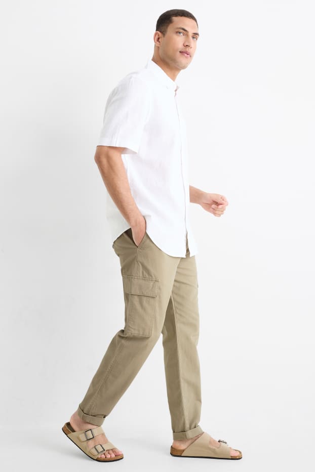 Men - Cargo trousers - tapered fit - beige